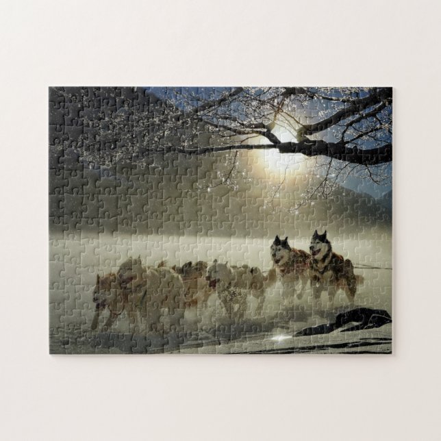 Huskies in the Snow Puzzle (Horizontal)