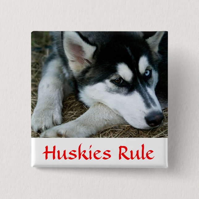 Huskies Rule Siberian Husky Button Button (Vorderseite)
