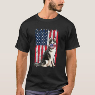 Husky American Flag Hund trägt Gesichtsmaske 4. Ju T-Shirt