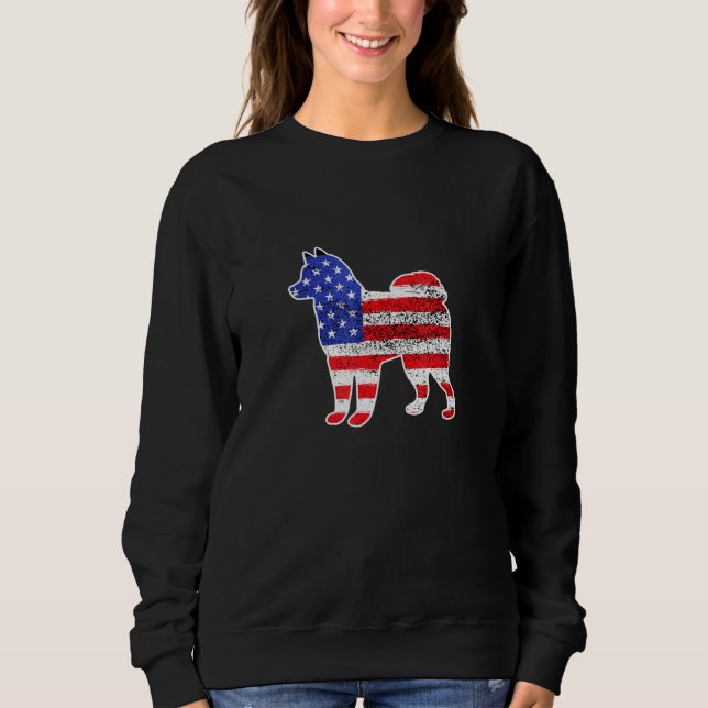Husky American Flag Patriotic Husky Dog 4. Jul Sweatshirt (Vorderseite)