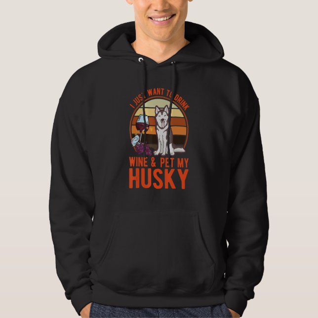 Husky And Wine Siberian Husky Hoodie (Vorderseite)