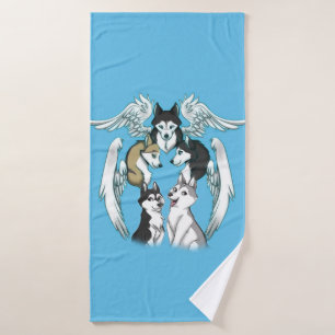 Husky Angels Badehandtuch