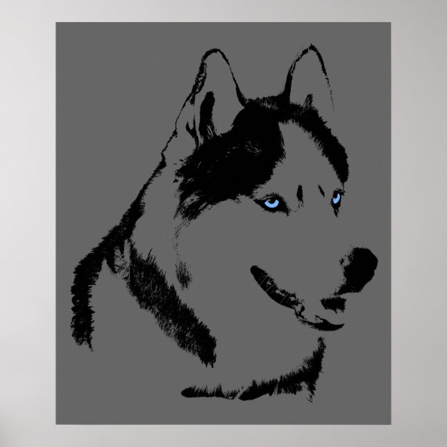 Husky Art Print Sled Dog Art Poster Husky Geschenk (Vorne)