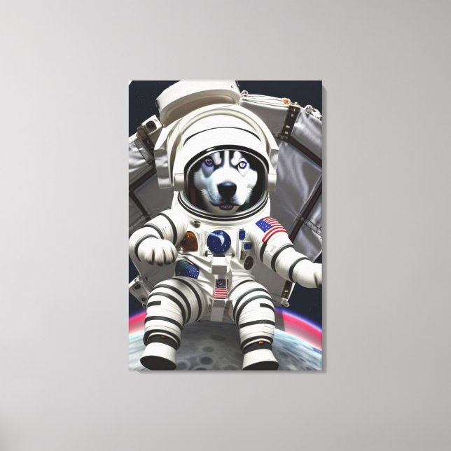 Husky Astronaut Canvas Print Leinwanddruck (Vorderseite)