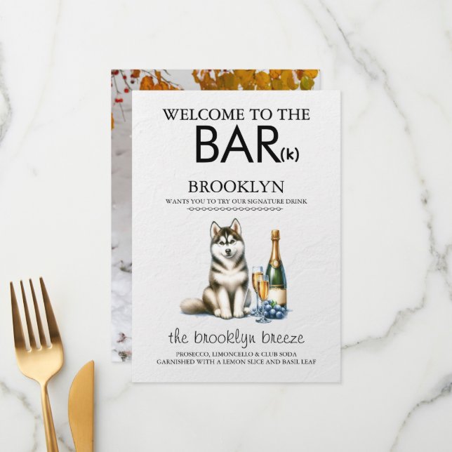 Husky Bar Menükarte (Vorderseite/Rückseite Beispiel)