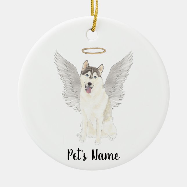 Husky-Beileid-Gedenkmal Keramik Ornament (Vorne)