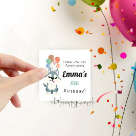 Husky Birthday Party Danke Quadratischer Aufkleber