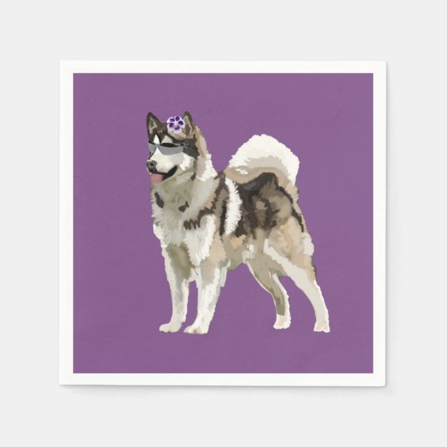 Husky Blume Lila Napkins Serviette (Vorderseite)
