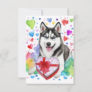 Husky Candy Heart Card Dankeskarte