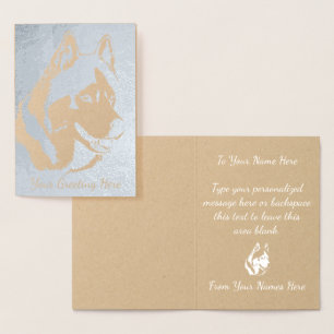 Husky Cards Personalisiert Husky Hund Cards Silver Folienkarte