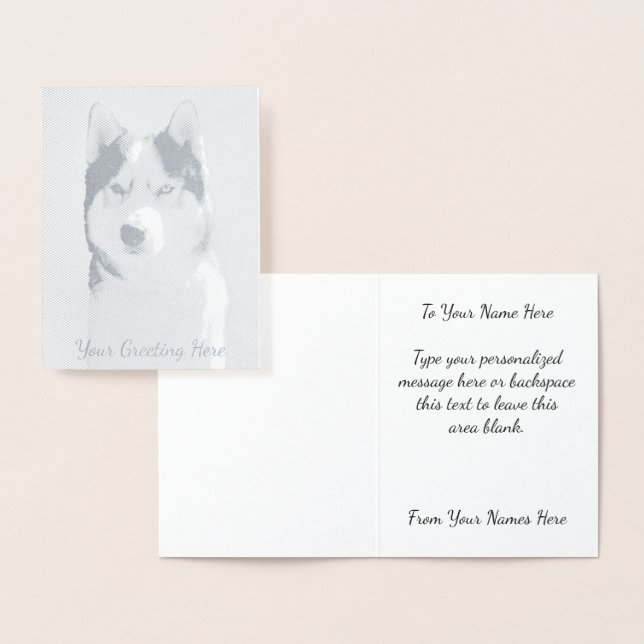 Husky Cards Personalisiert Husky Hund Cards Silver Folienkarte (Anzeige)