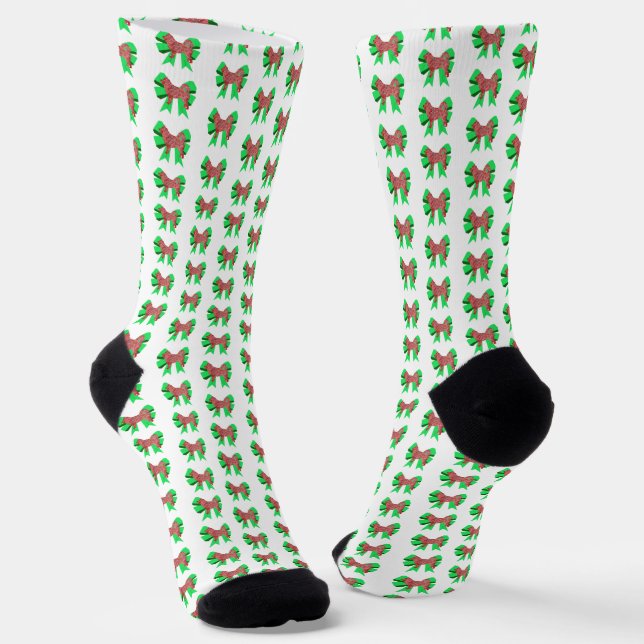 Husky Christmas Dog Bow Silhouette White Socken (Gewinkelt)