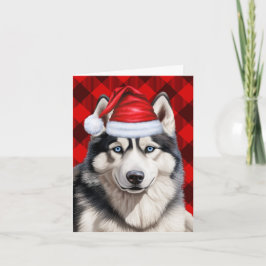 Husky Christmas Dog Red Buffalo Karierte Weihnacht Feiertagskarte