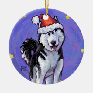 Husky Christmas Keramik Ornament