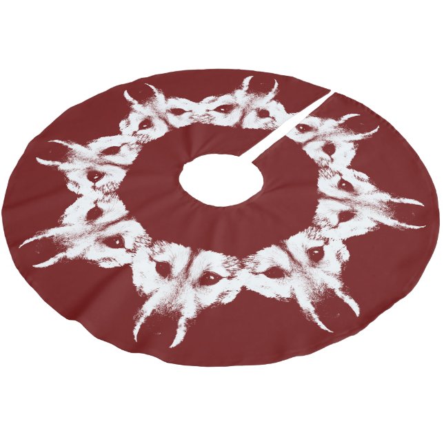 Husky Christmas Tree Skirt Wolf Pup Tree Skirts Polyester Weihnachtsbaumdecke (Schrägansicht)