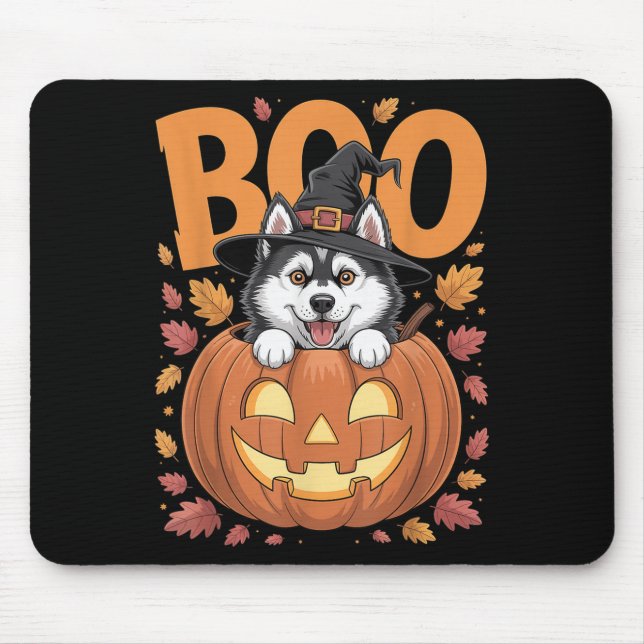 Husky Costume On Pumpkin Halloween Siberian Husky  Mousepad (Vorne)