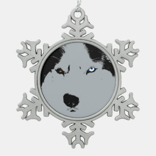 Husky-Dekoration Personalisierter Schlittenhunde Schneeflocken Zinn-Ornament