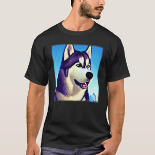 Husky-Design-Hunde-Prägung Kunstwerk Gesicht mit S T-Shirt