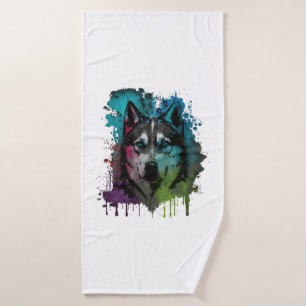 Husky Dog Badehandtuch