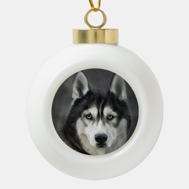 Husky Dog Big Dog Animal Pet Keramik Kugel-Ornament (Vorderseite)