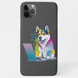 Husky Dog Computer Rainbow Watercolor Tech Savvy Case-Mate iPhone Hülle