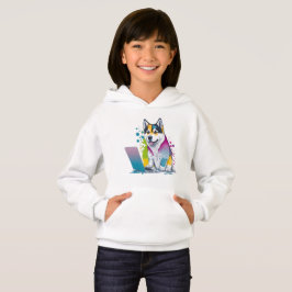 Husky Dog Computer Rainbow Watercolor Tech Savvy Hoodie