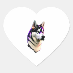 Husky Dog Design Herz-Aufkleber