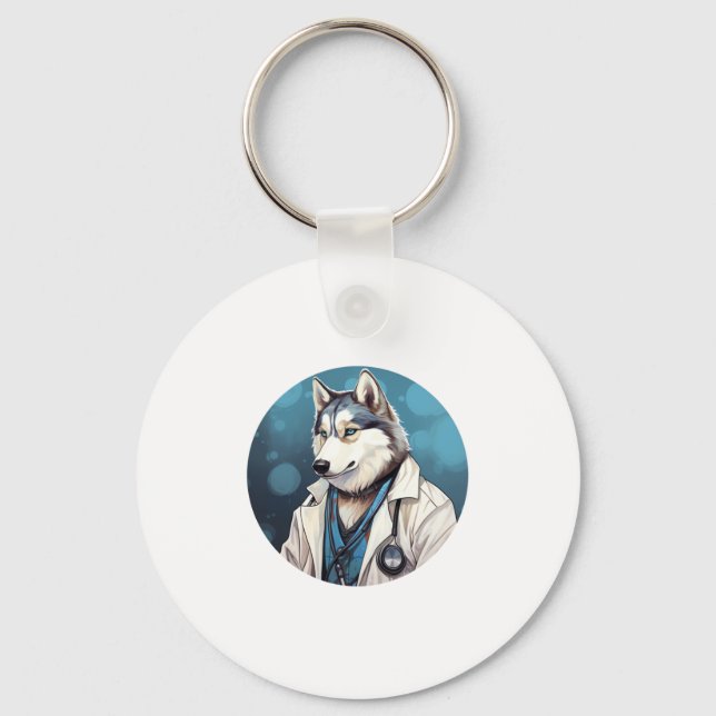 Husky Dog Doctor Schlüsselanhänger (Vorderseite)