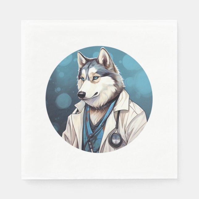 Husky Dog Doctor Serviette (Vorderseite)