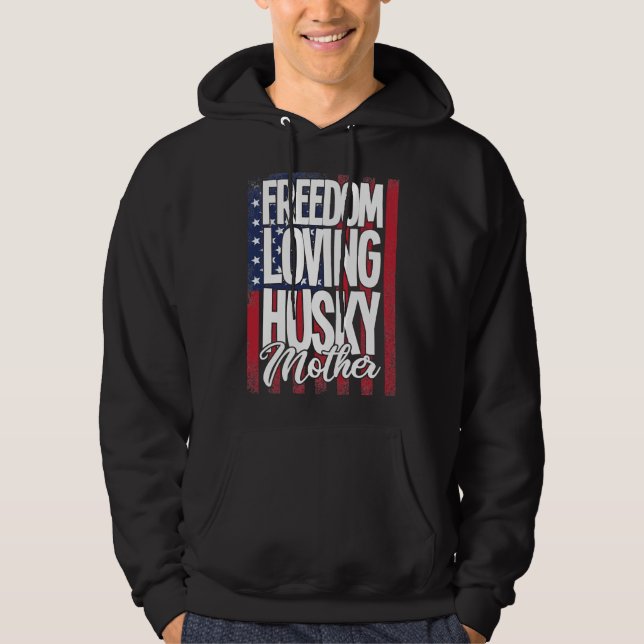 Husky Dog Freedom Love Husky Mutter Hoodie (Vorderseite)