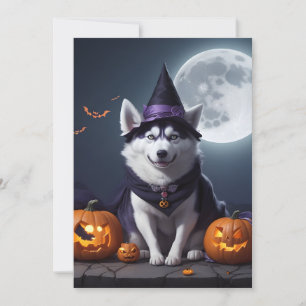 Husky Dog Halloween Adventure Moonlit Magic Spooky Feiertagskarte