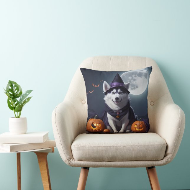 Husky Dog Halloween Adventure Moonlit Magic Spooky Kissen (Stuhl )