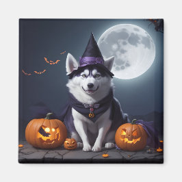 Husky Dog Halloween Adventure Moonlit Magic Spooky Magnet