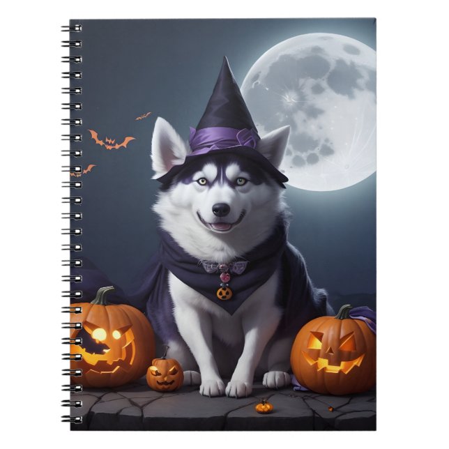 Husky Dog Halloween Adventure Moonlit Magic Spooky Notizblock (Vorderseite)