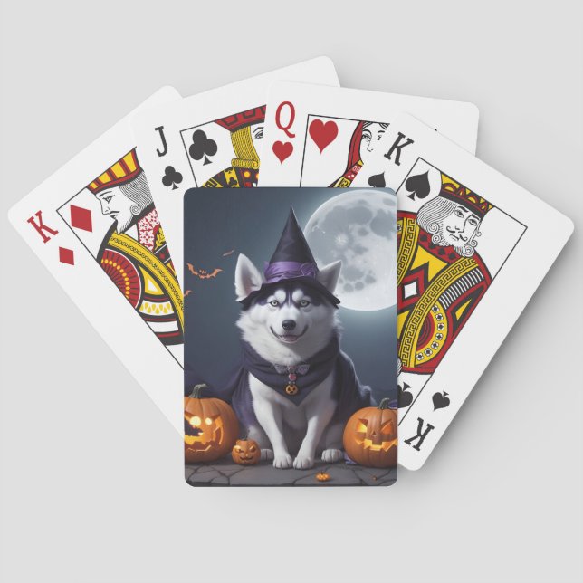 Husky Dog Halloween Adventure Moonlit Magic Spooky Spielkarten (Rückseite)