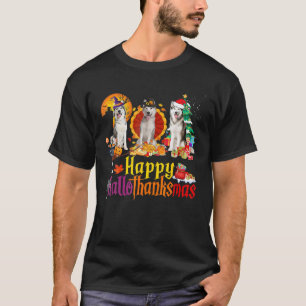 Husky Dog Halloween Frohe Weihnachtsfeier Hallotha T-Shirt