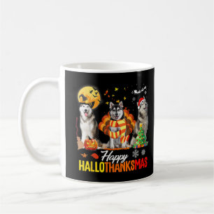 Husky Dog Happy Hallothanksmas Halloween Thanksgiv Kaffeetasse