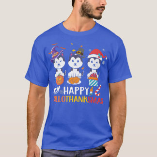 Husky Dog Happy HalloThanksmas Herbstfest T-Shirt