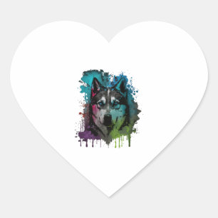 Husky Dog Herz-Aufkleber