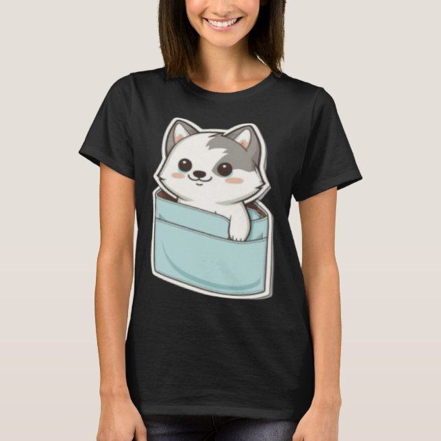 Husky Dog in your Pocket Dog T-Shirt (Vorderseite)