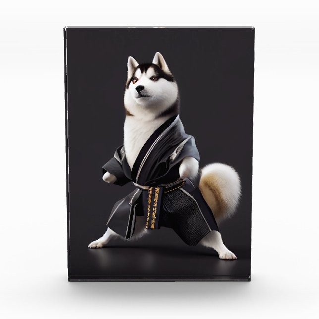 Husky Dog kennt Karate, Husky Dog Karate Player Fotoblock (Vorderseite)
