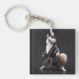 Husky Dog kennt Karate, Husky Dog Karate Player Schlüsselanhänger