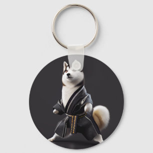 Husky Dog kennt Karate, Husky Dog Karate Player Schlüsselanhänger