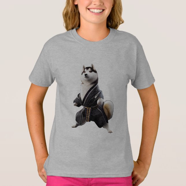 Husky Dog kennt Karate, Husky Dog Karate Player T-Shirt (Vorderseite)