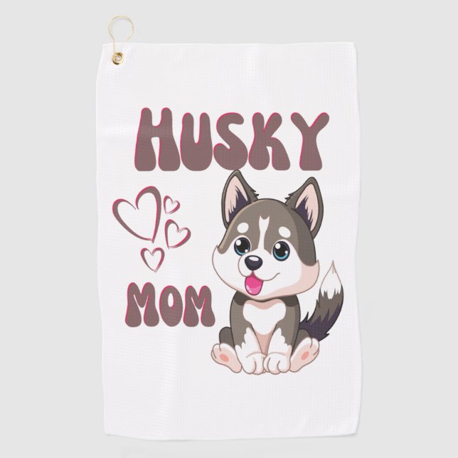 Husky Dog Mama Kawaii Welppy Niedlich Funny Design Golfhandtuch (Vorderseite)