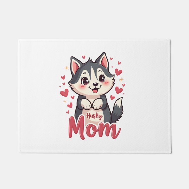 Husky Dog Mama Niedlich Kawaii Design Fußmatte (Vorderseite)
