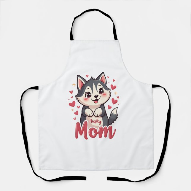 Husky Dog Mama Niedlich Kawaii Design Schürze (Vorderseite)