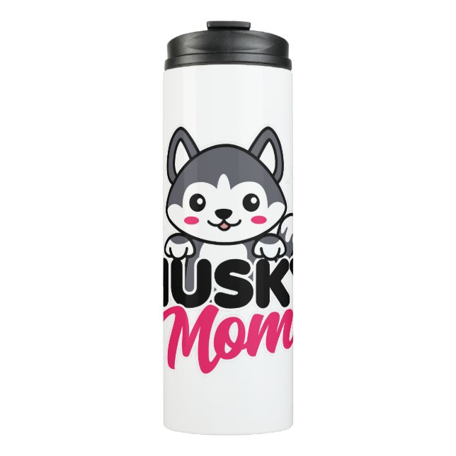 Husky Dog Mama Niedlich Kawaii Design Thermosbecher (Vorderseite)