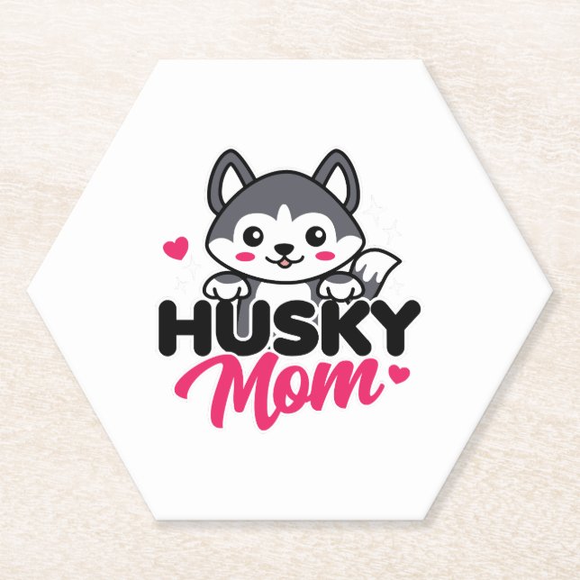 Husky Dog Mama Niedlich Kawaii Design Untersetzer (Vorderseite)