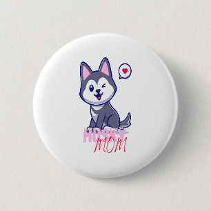 Husky Dog Mama Niedlich Kawaii Welppy Button